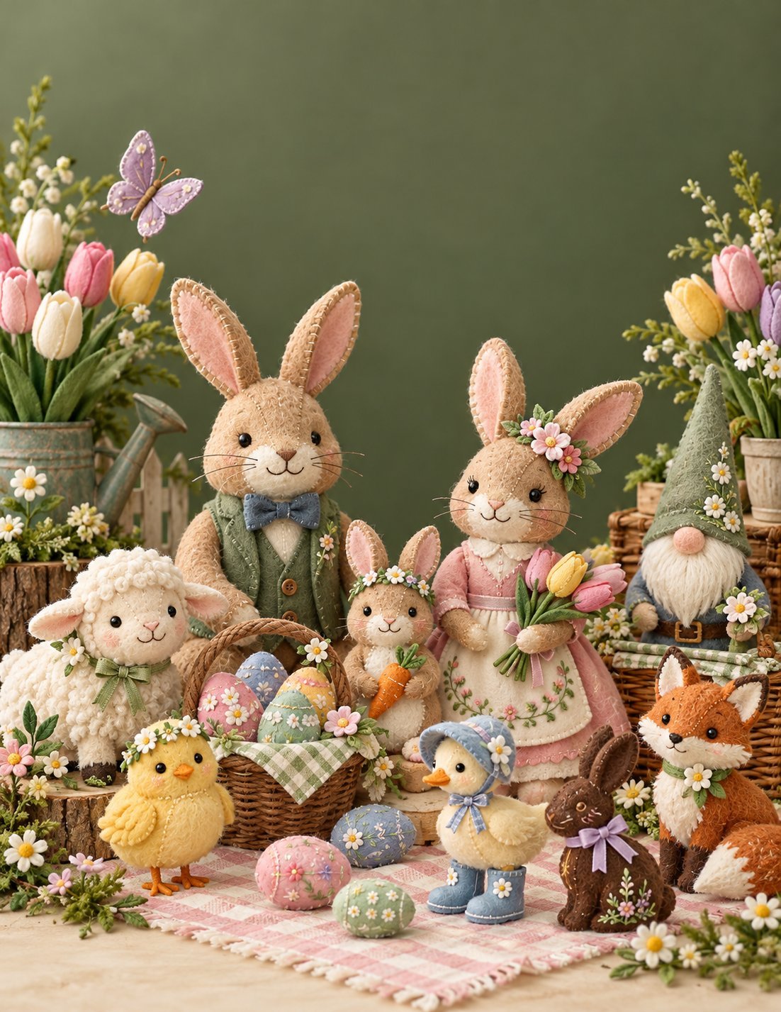 Easter and spring felt dolls